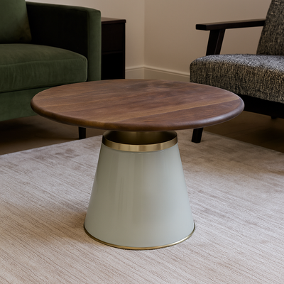 Wooden Top, 17"H Nebular Coffee Table, Cream