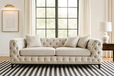 Plain Tuft 3 Seater Sofa