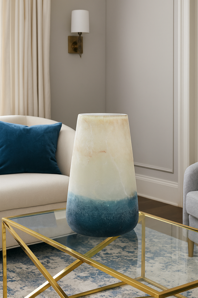 مزهرية زجاجية ثلاثية الألوان - 14 بوصة