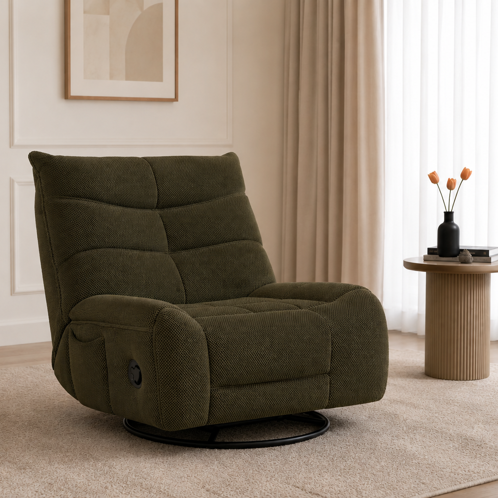 Finn Army green Swivel Power Recliner