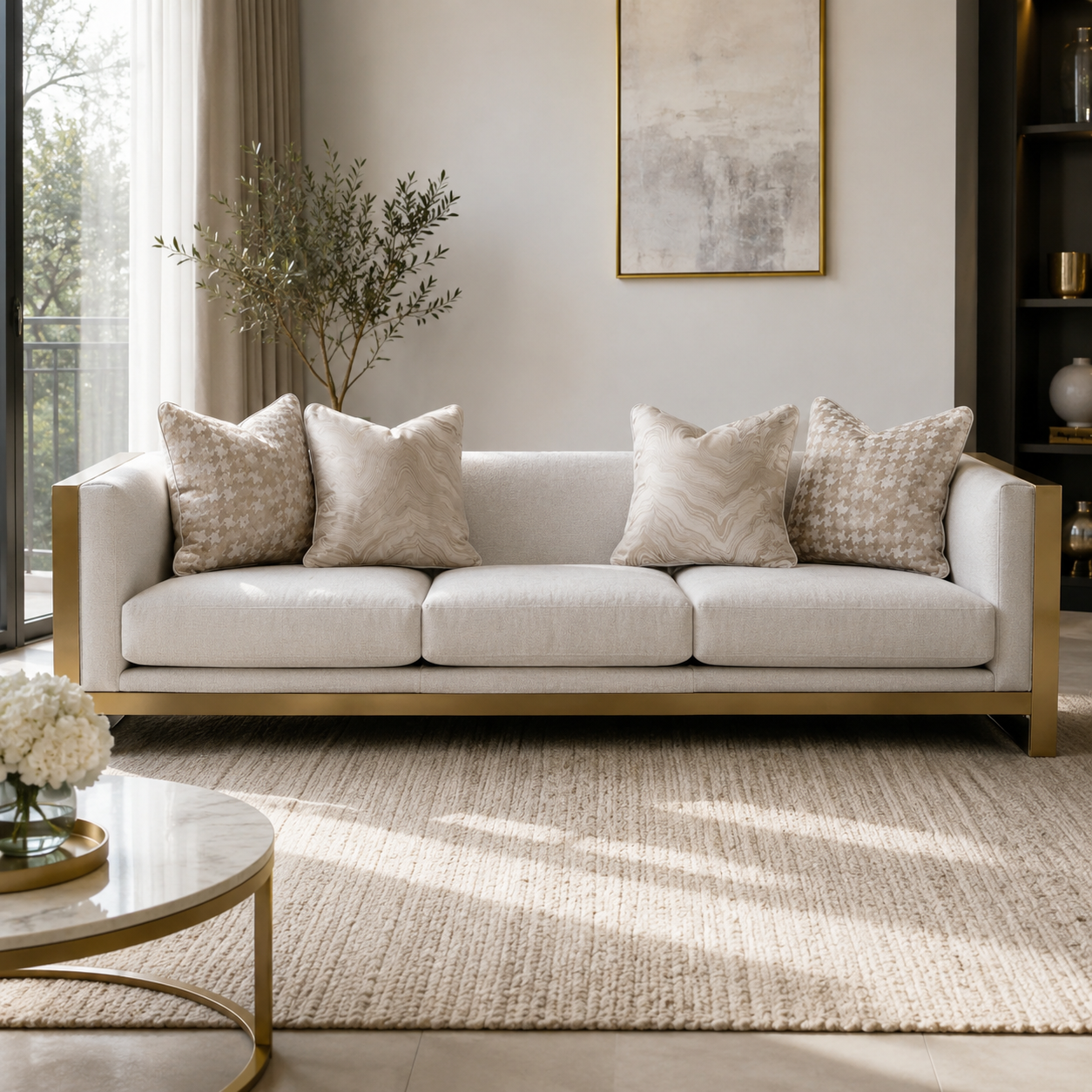 Coastal Comfort Beige 4 Seater Sofa W262