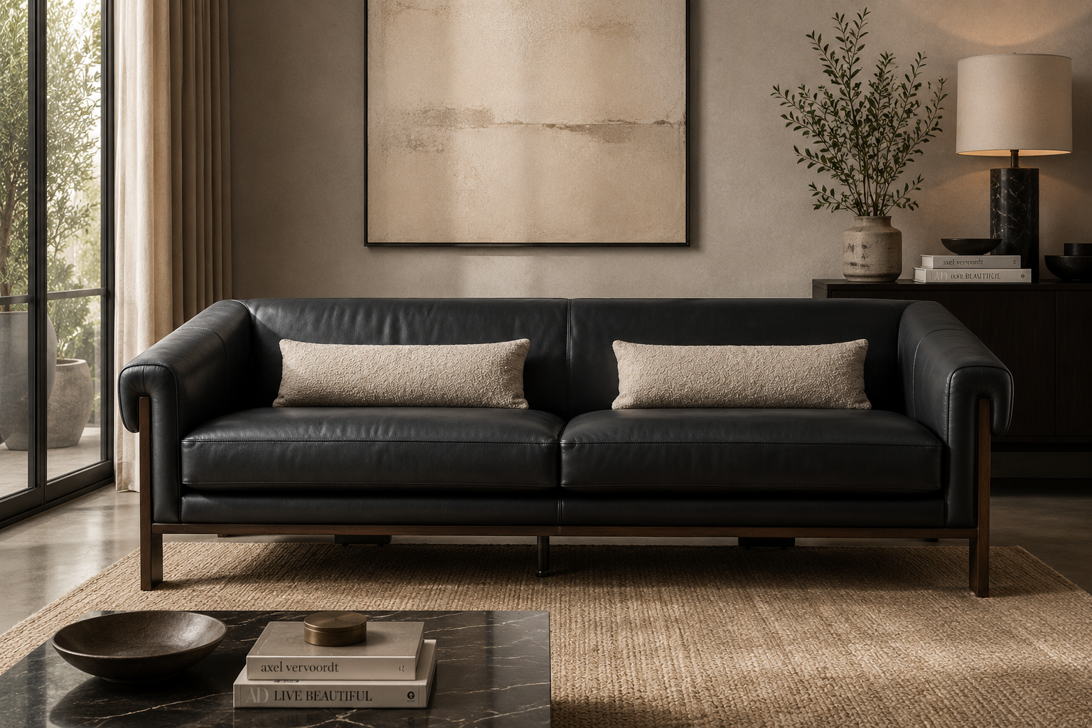 Luxe Living Black 4 Seater Sofa W232