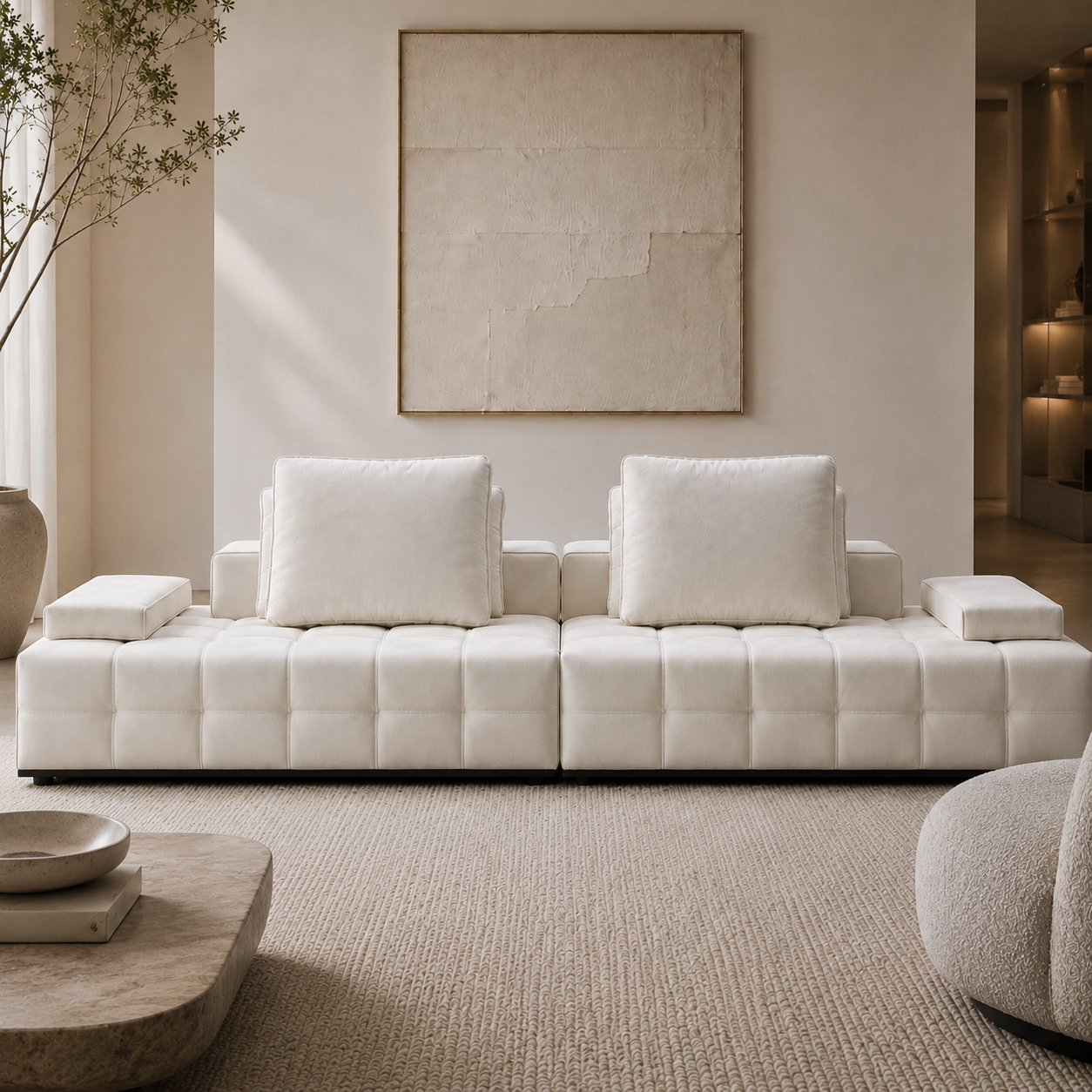 Cloud Comfort Cream 4 Seater Sofa W338