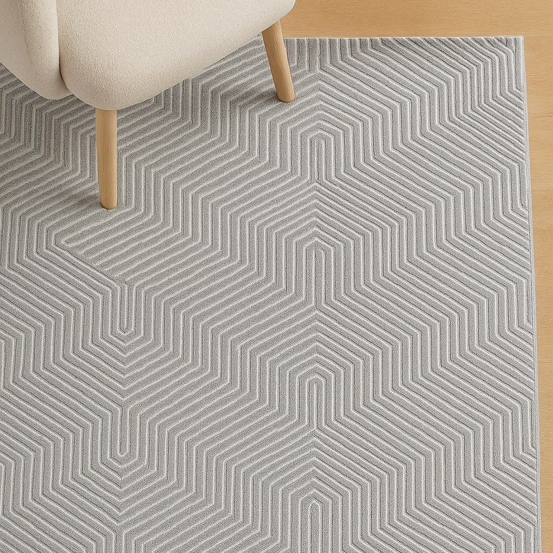 Woven Jute Rug with Gry Stripes - Natural Harmony