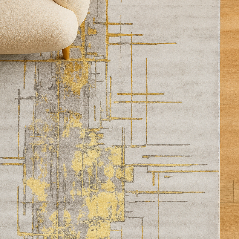 سجادة بيج بتصميم أصفر