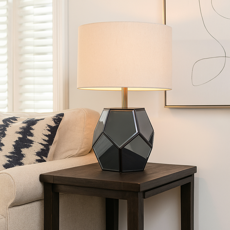 مصباح طاولة مزخرف بحجم 17.25 بوصة، فضي