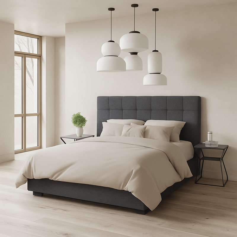 Belle Storage Bed King Charcoal Fabric