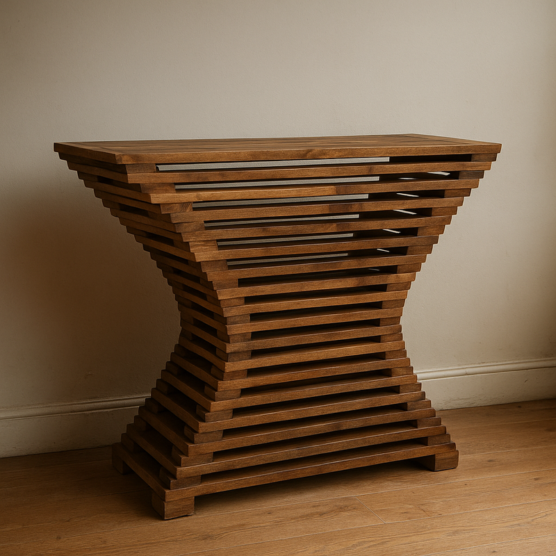 Wooden Console Table With Glass Top, Brown