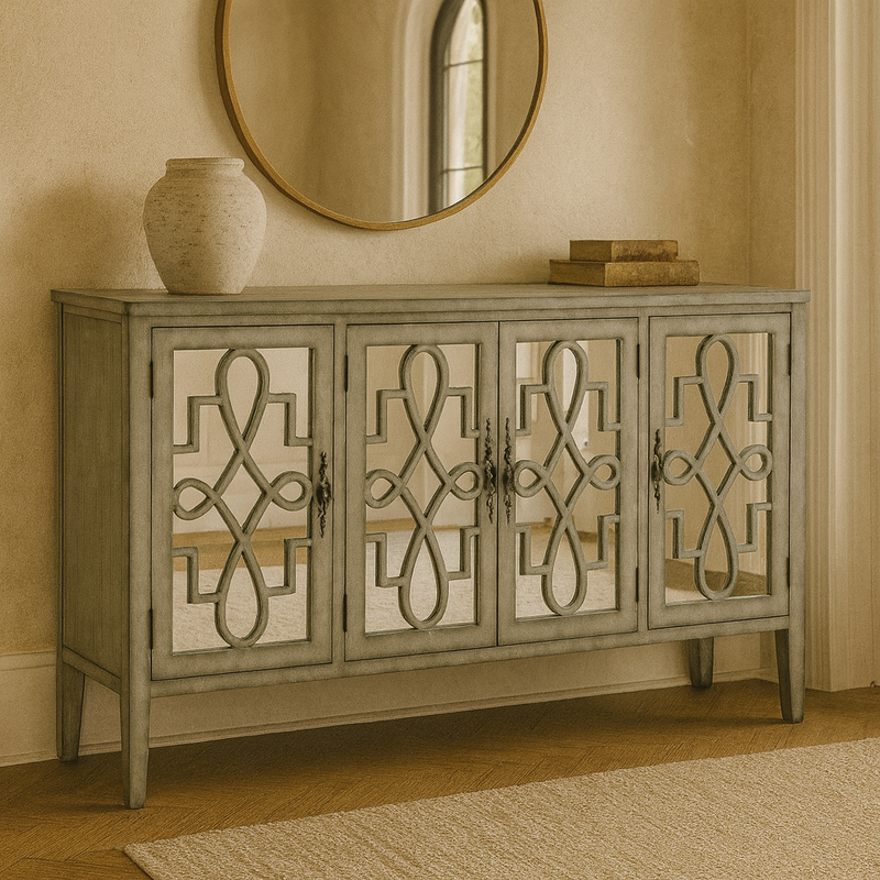 Isabelle Gray Mirrored Sideboard