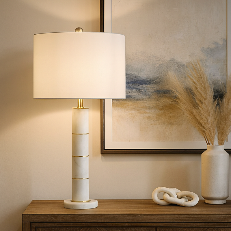 Marble Column Table Lamp