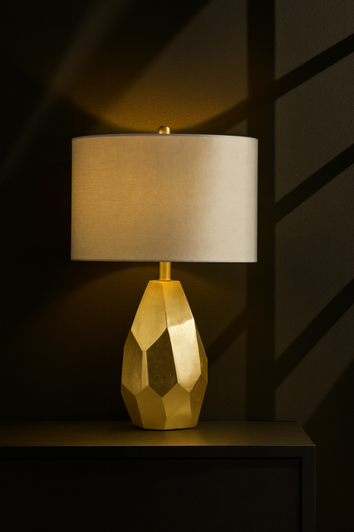 Roxy Table Lamp  25"Ht.,Resin  Shiny Gold Finish  14 x 14 x