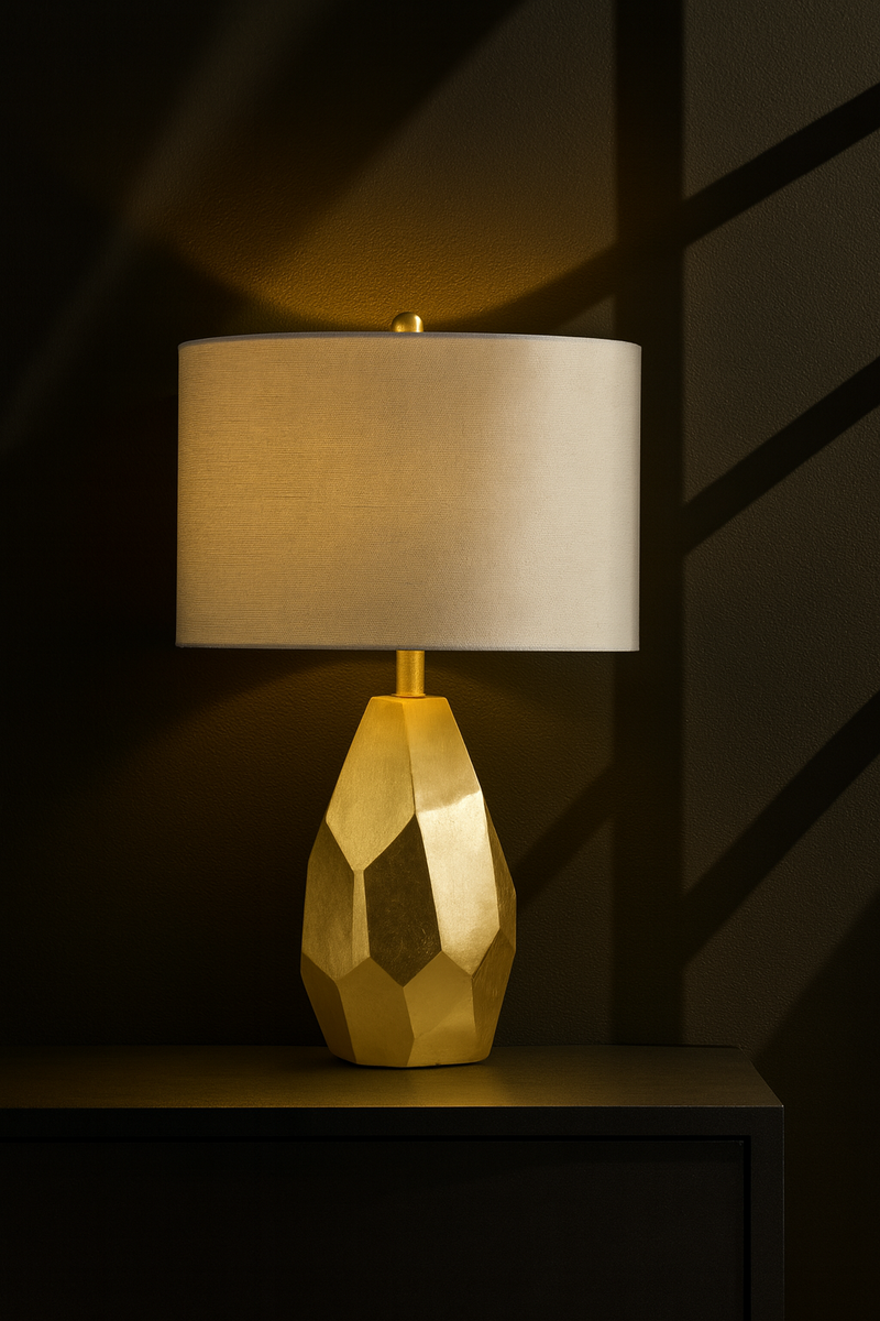 Roxy Table Lamp  25"Ht.,Resin  Shiny Gold Finish  14 x 14 x