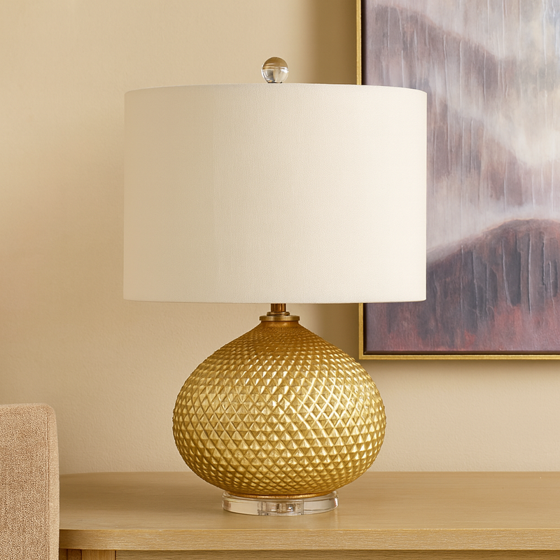 مصباح طاولة بقاعدة كريستالية