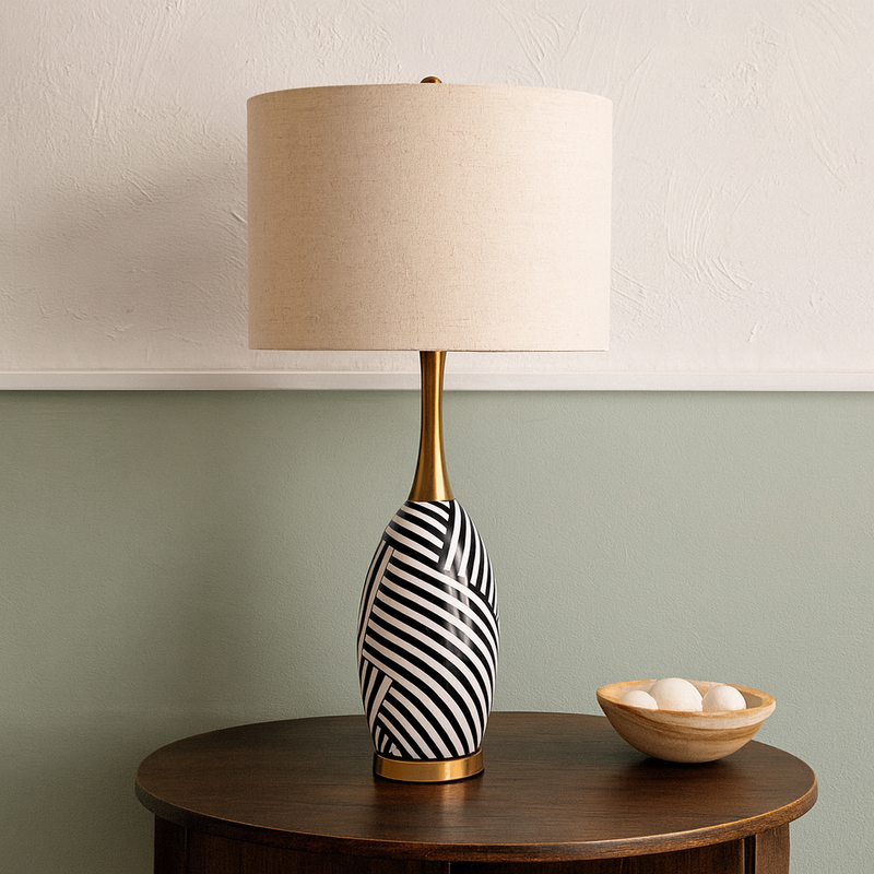 مصباح طاولة سيراميك بارتفاع 28 إنش