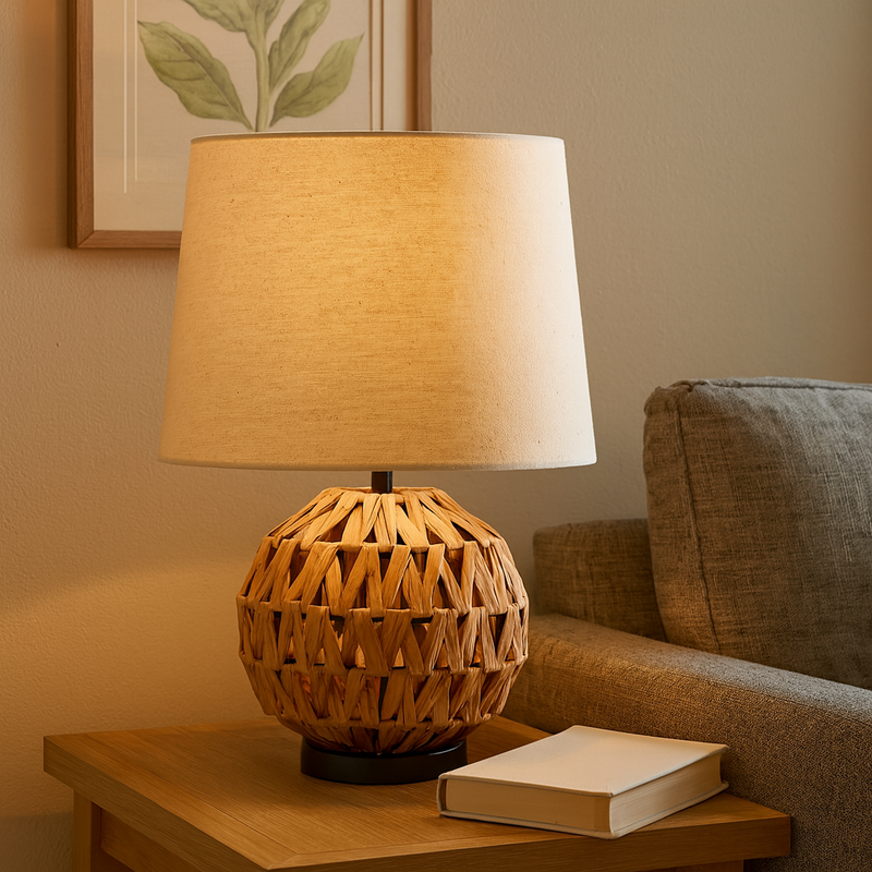 RATTAN 25" PUMPKIN TABLE LAMP