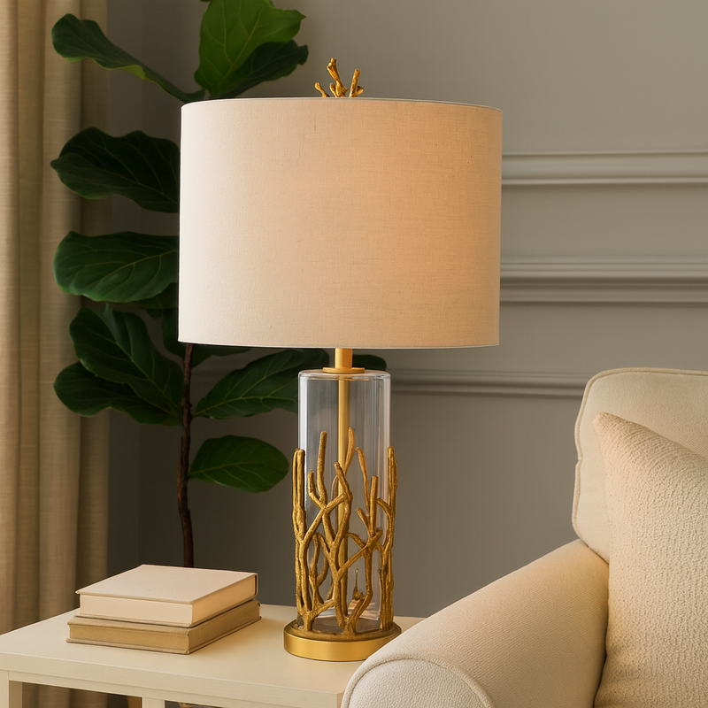 POLY 28" CORAL TABLE LAMP, GOLD