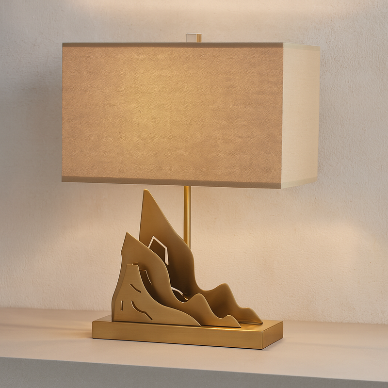 METAL 14" MOUNTAINS TABLE LAMP, GOLD