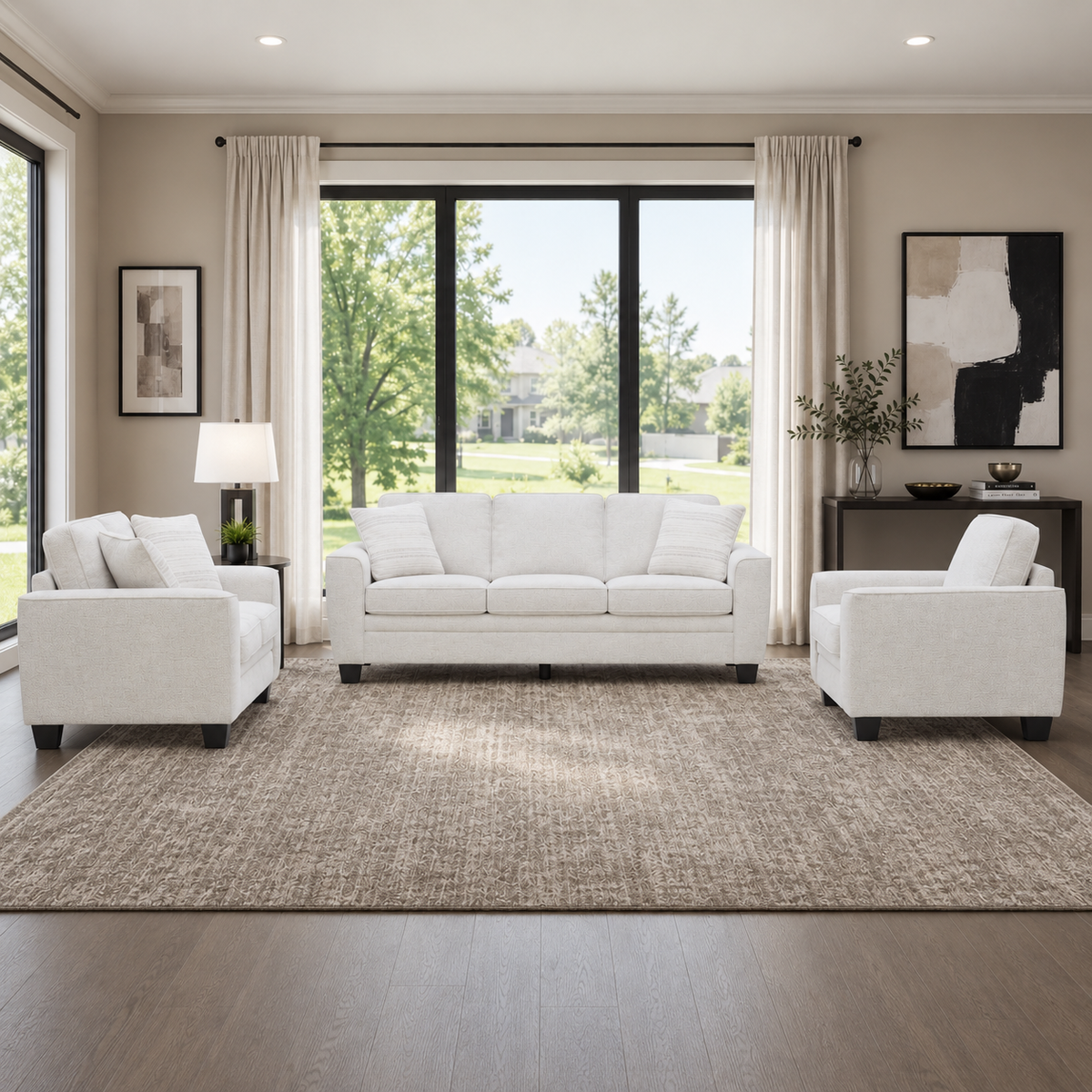 Elora Beige Living Room Set ( Sofa + Loveseat + Chair)