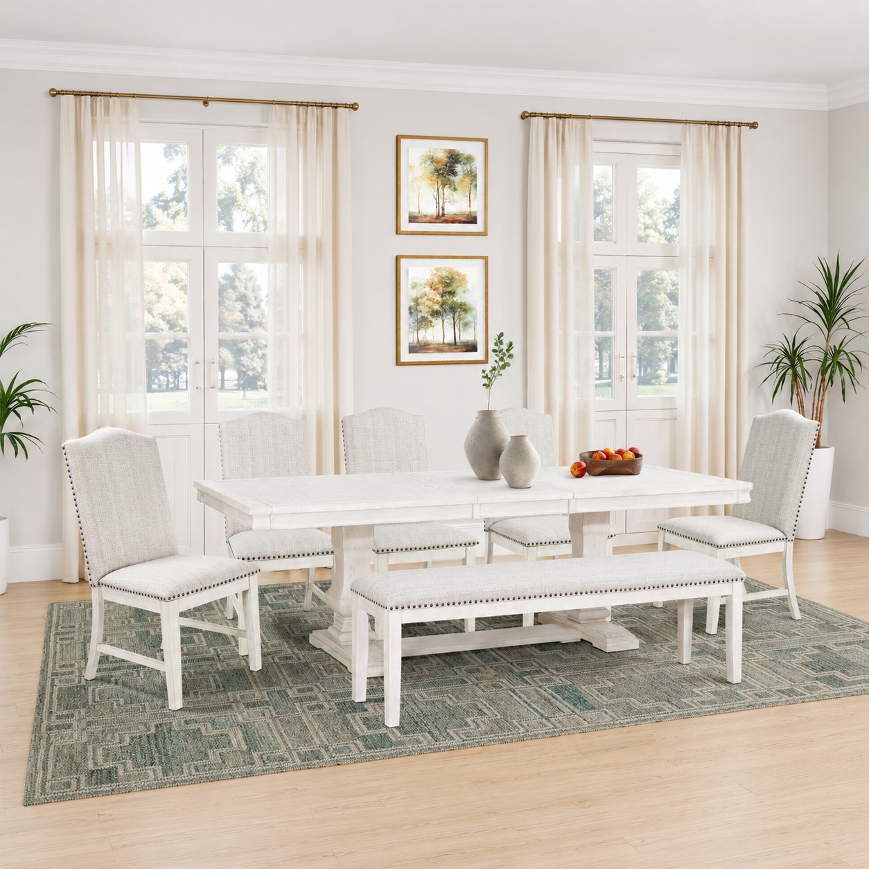 Hestigan Dining Set  5 Chairs W Bench