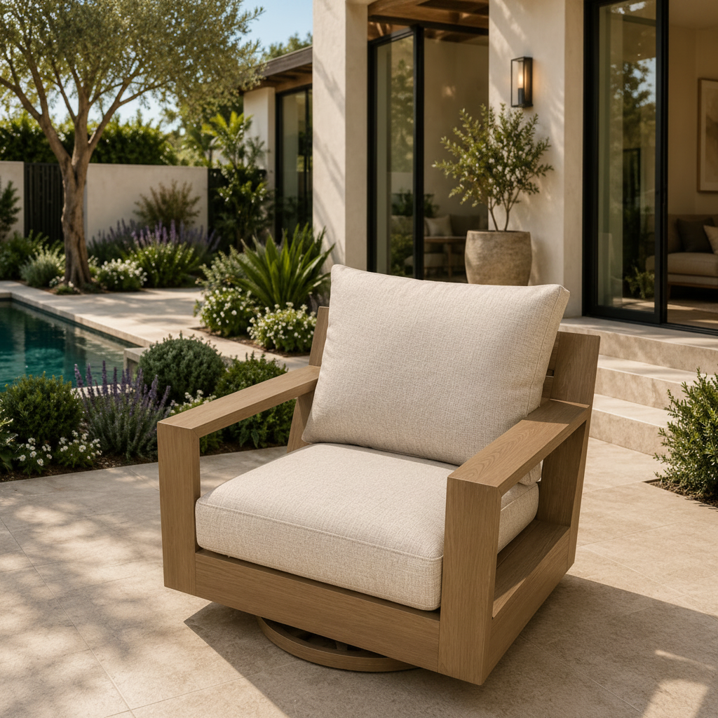 Kimpton Isle Outdoor Swivel Lounge Chair with Cushion