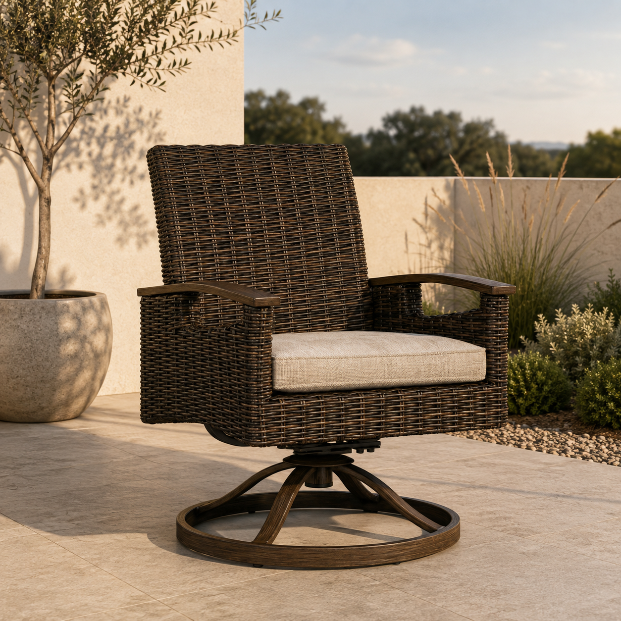 SWIVEL CHAIR W/CUSHION ( 2/CN)