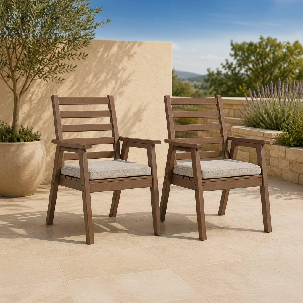 Emmeline Outdoor Dining Arm Chair with Cushion (Set of 2)