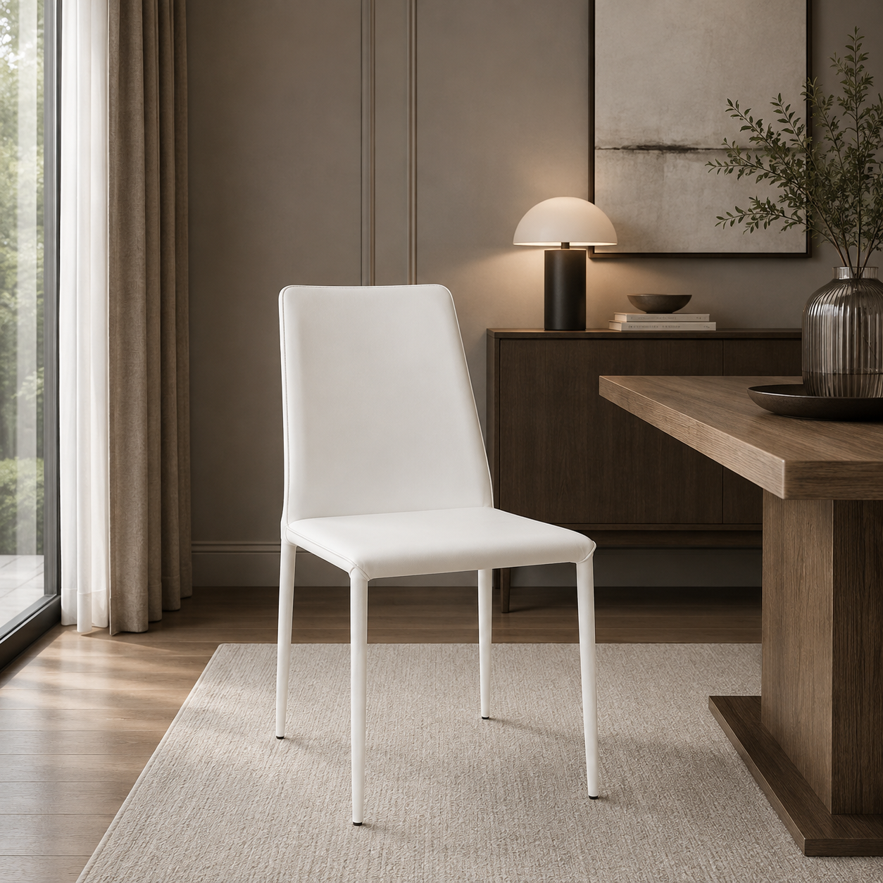 Nora Dining Chair White Vegan Leather-M2