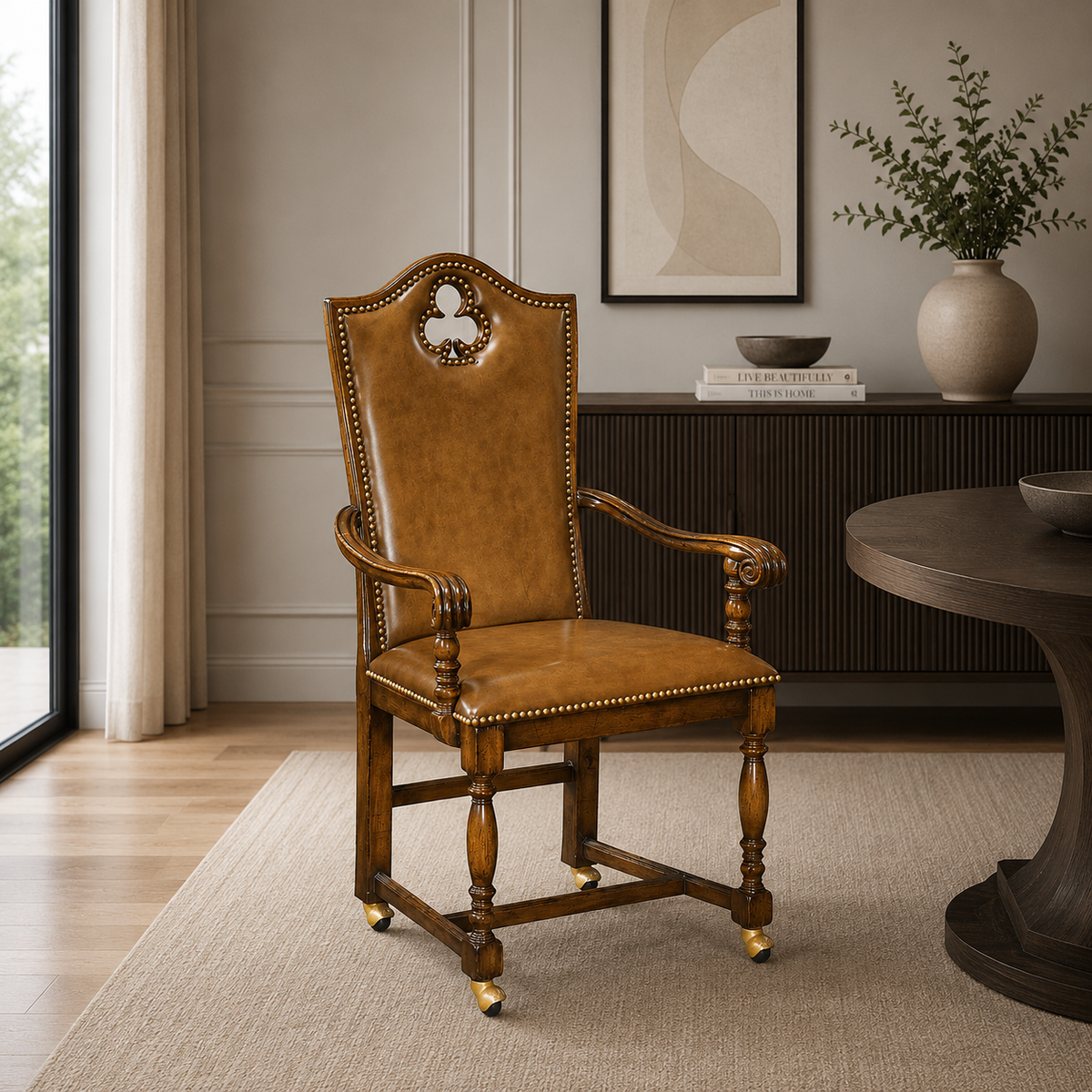 Country Farmhouse Collection - High Back Playing Card "Club" Arm Chair