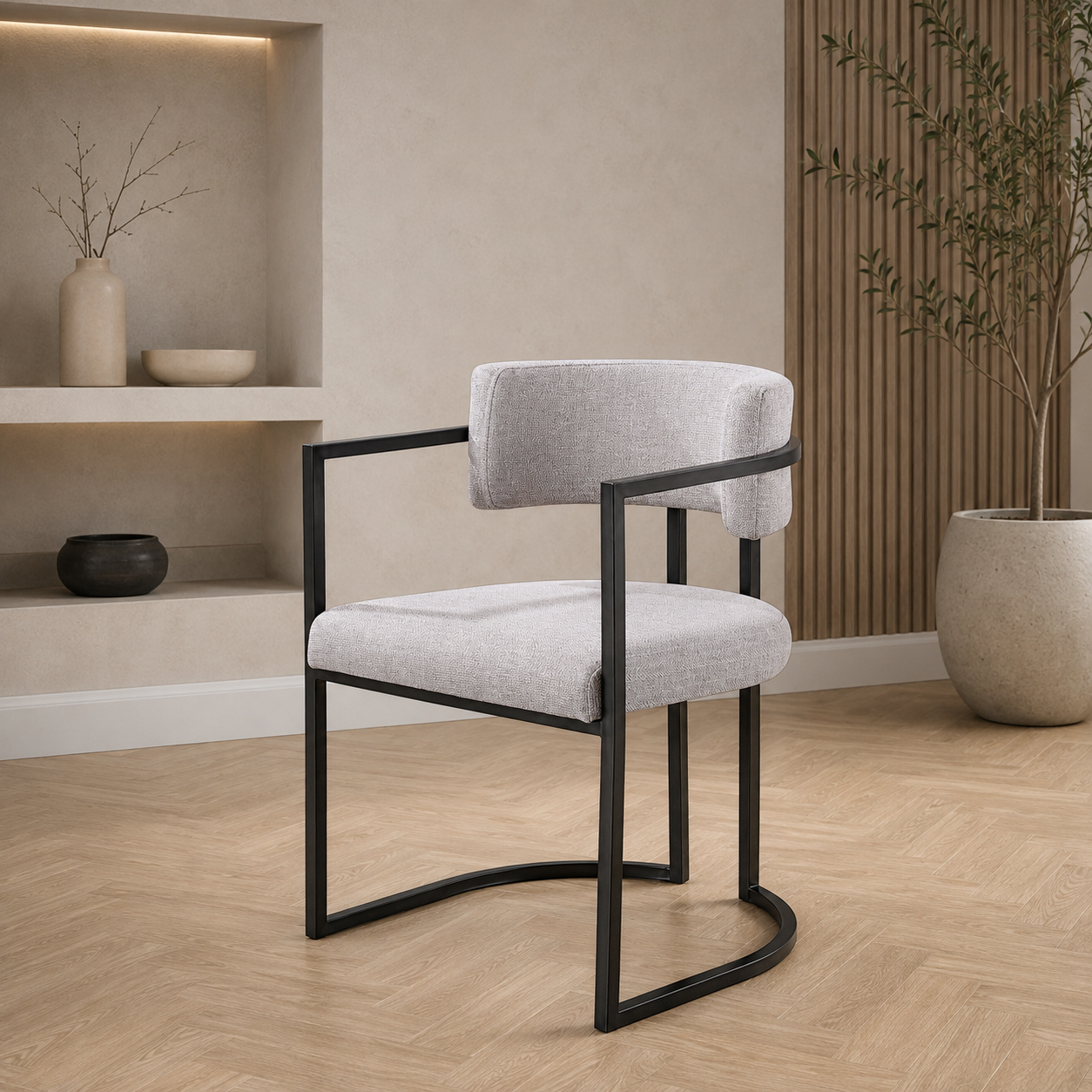 Alexa Light Grey Dining Chair- Black Legs