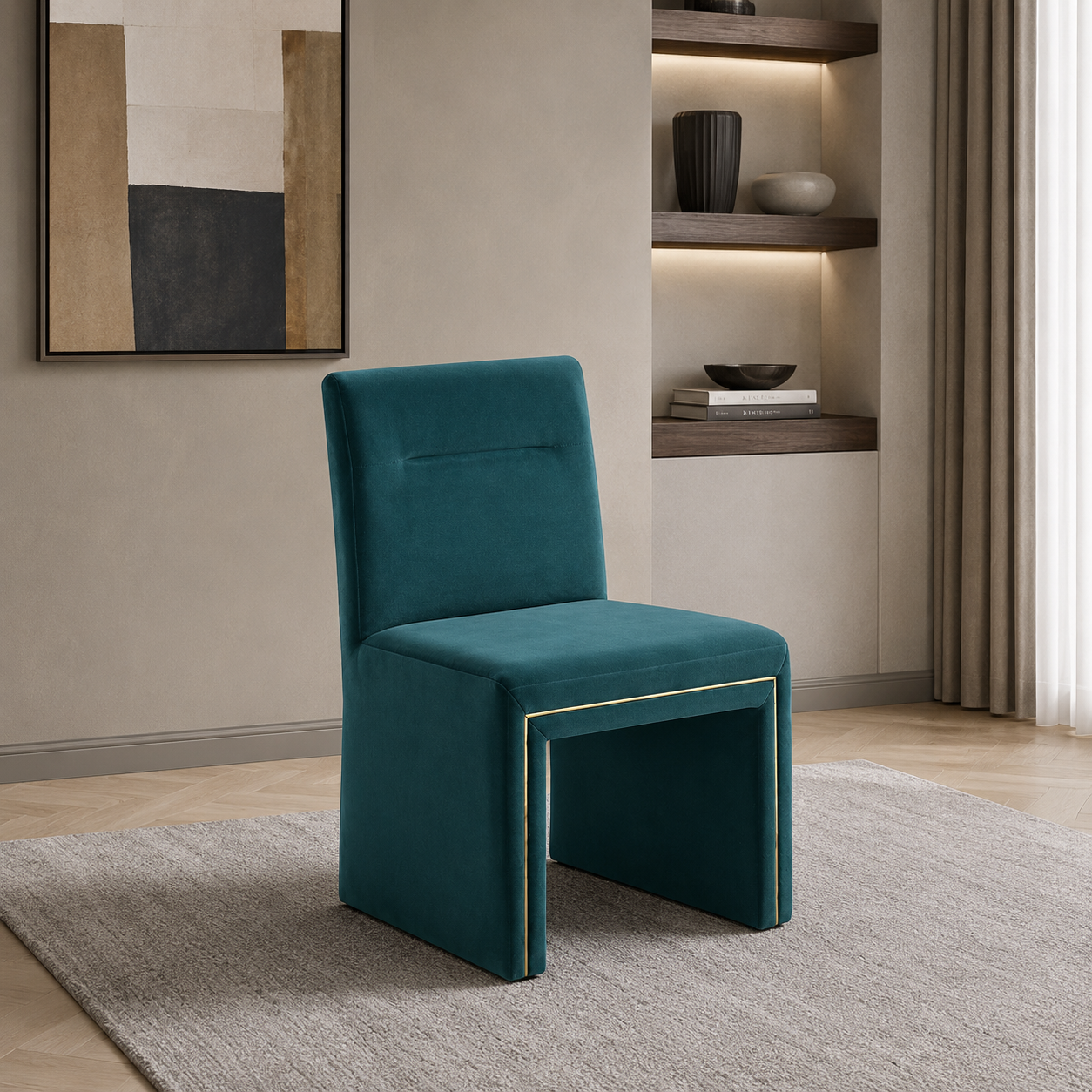 Jaffa Teal Performance Velvet Dining Chair