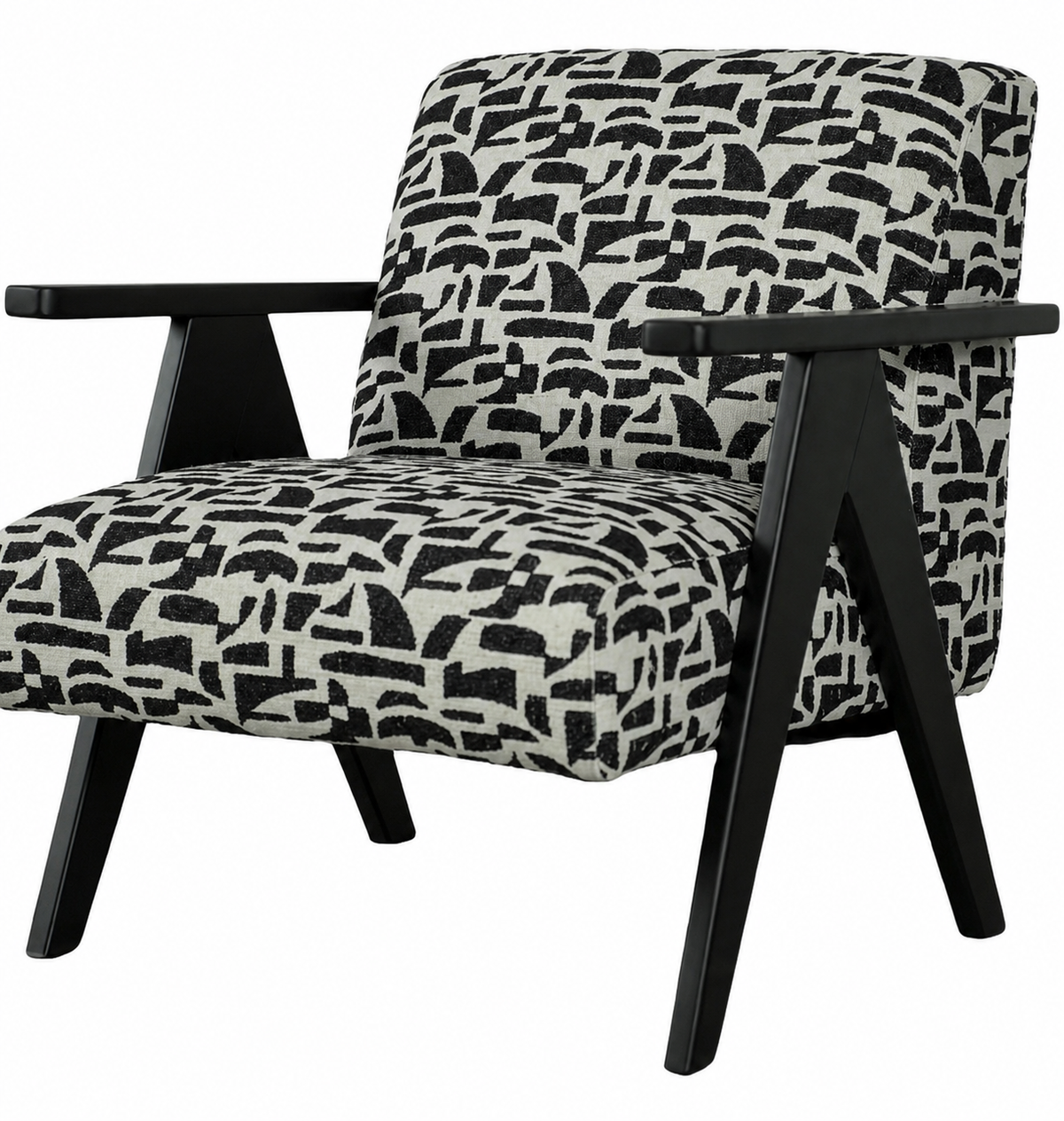 Cletus Printed Black Accent Chair