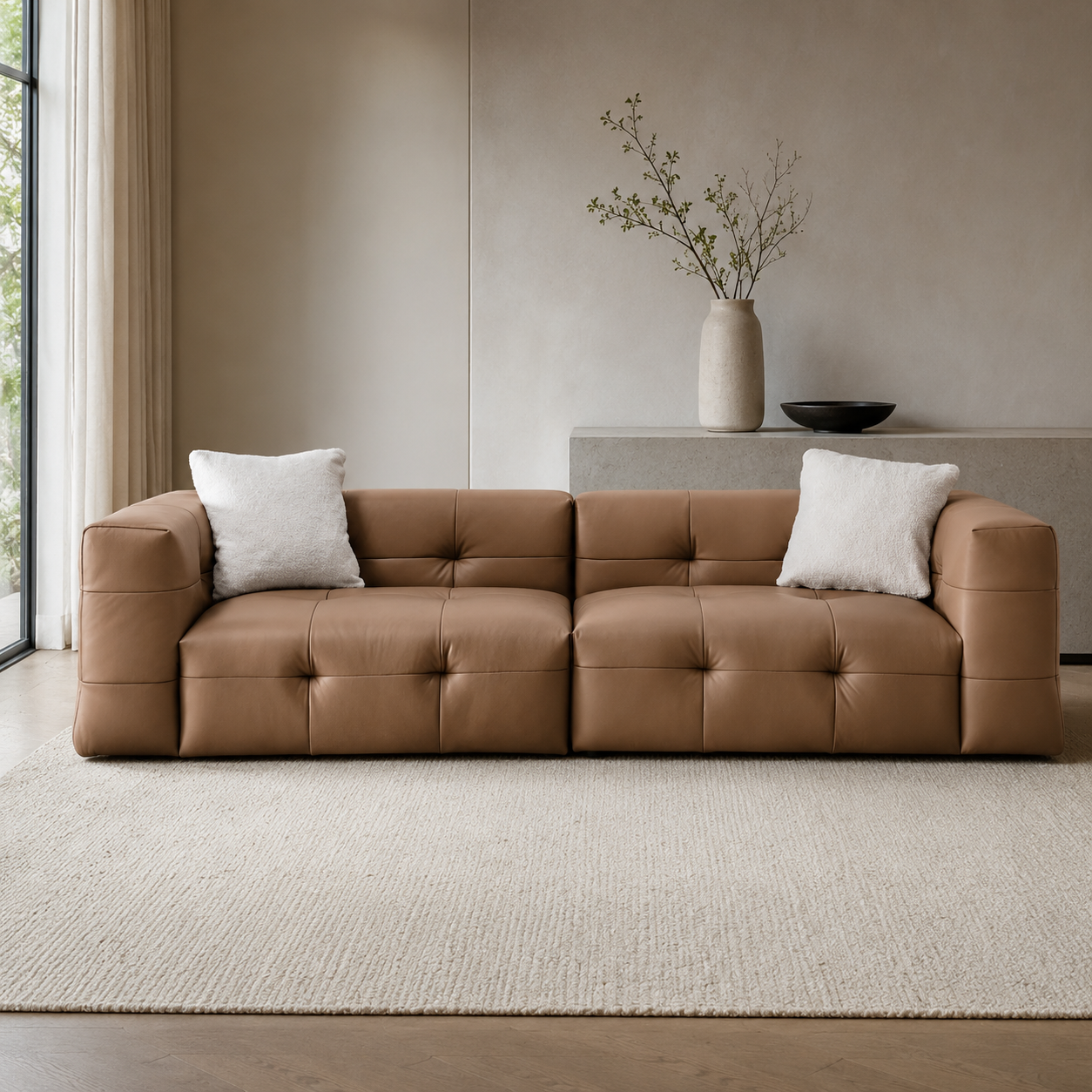 Marshy leather 4 seater sofa