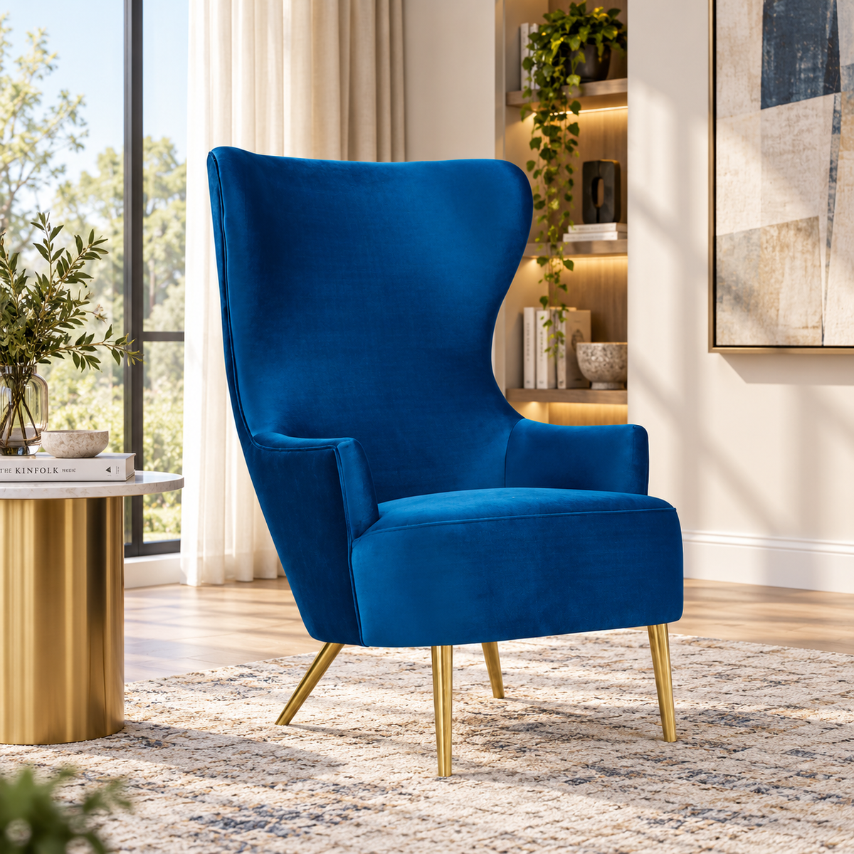 Julia Navy Wingback Chair
