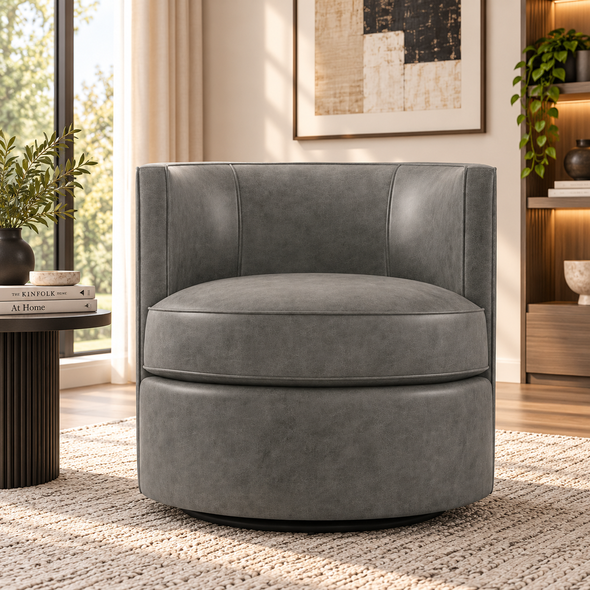 Fleur Leather Swivel Chair