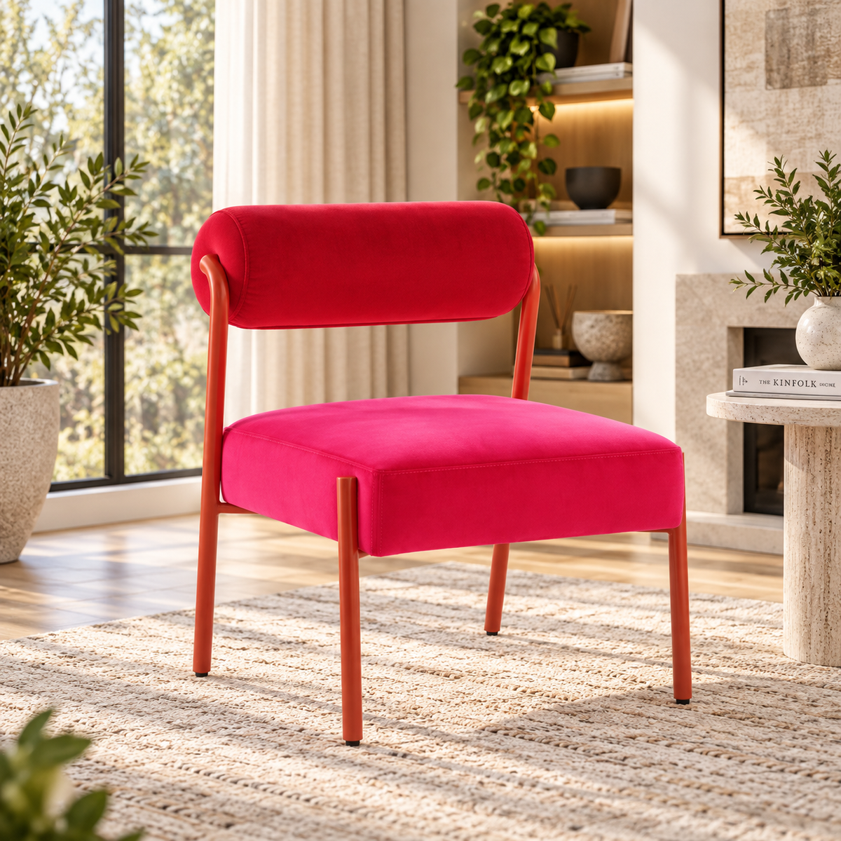 Jolene Hot Pink Velvet Accent Chair
