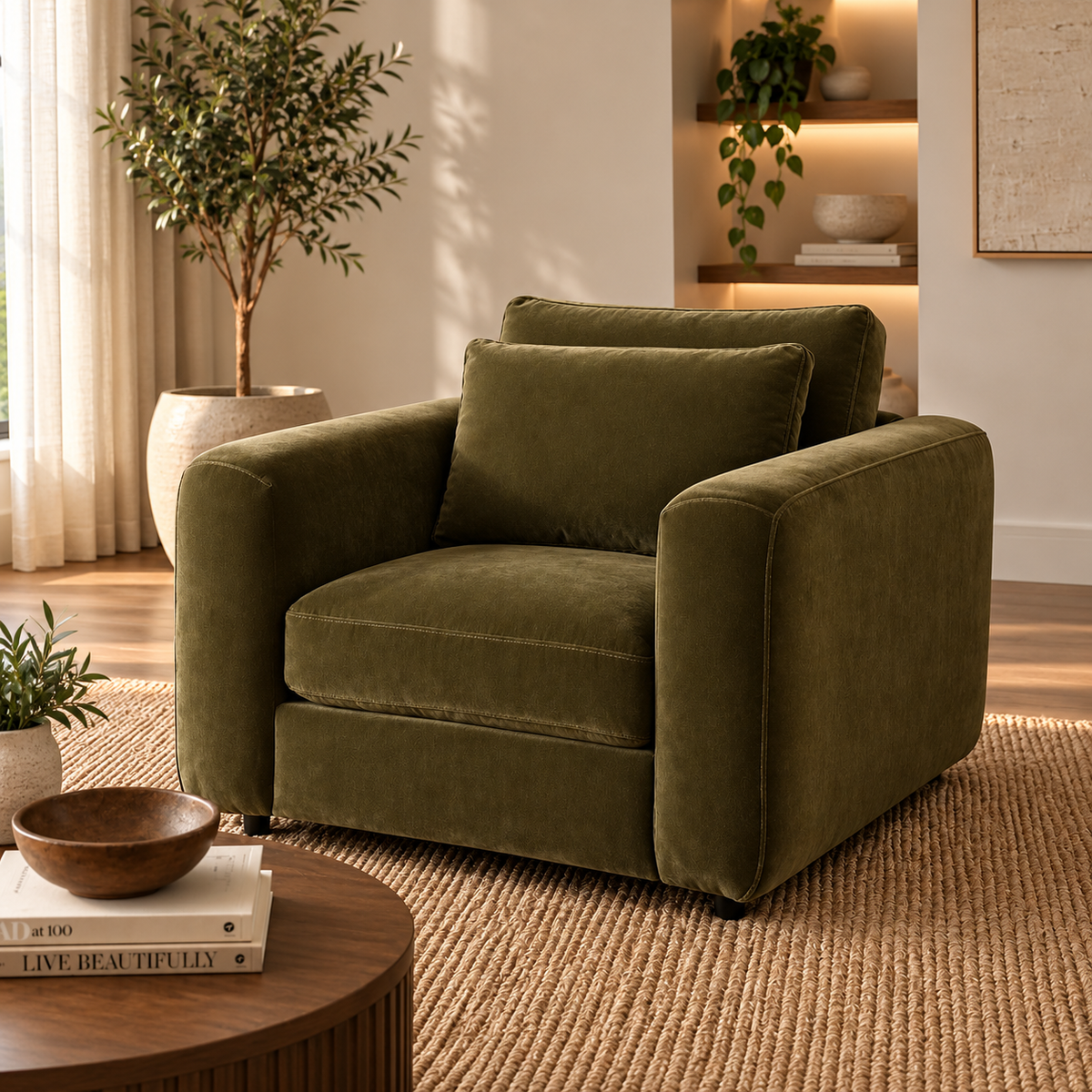 Terrona Arm Chair - Olive