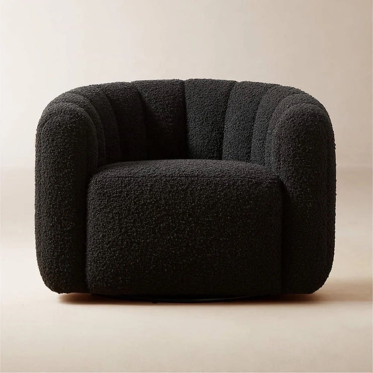 Royal | Modern Chair - Bouclé Fabric with Green Foam and Swedish Wood - Black - 85x80x85cm