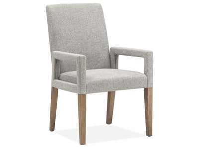 Dining Arm Chair w/Grey Upholstered Seat & Back