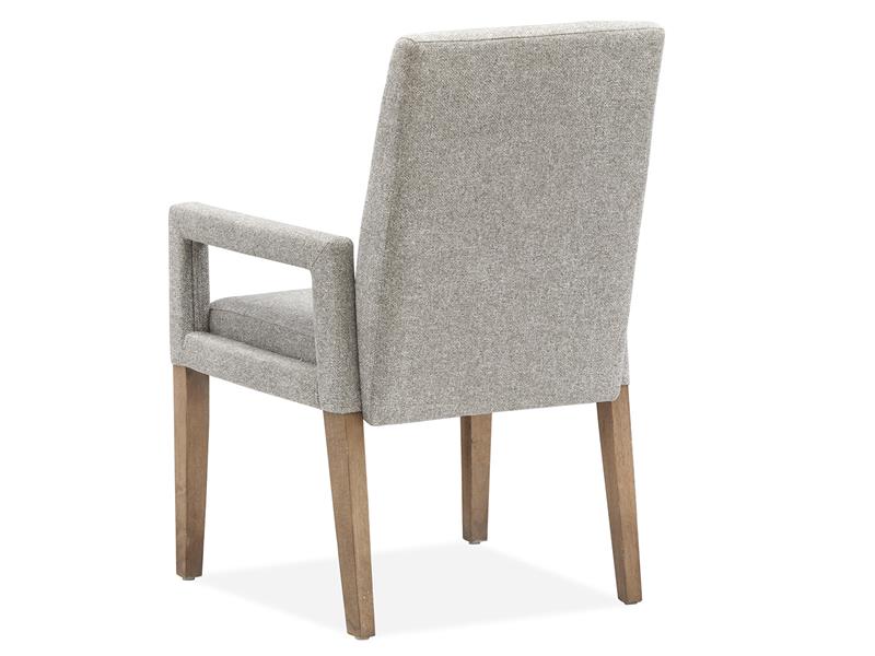 Dining Arm Chair w/Grey Upholstered Seat & Back