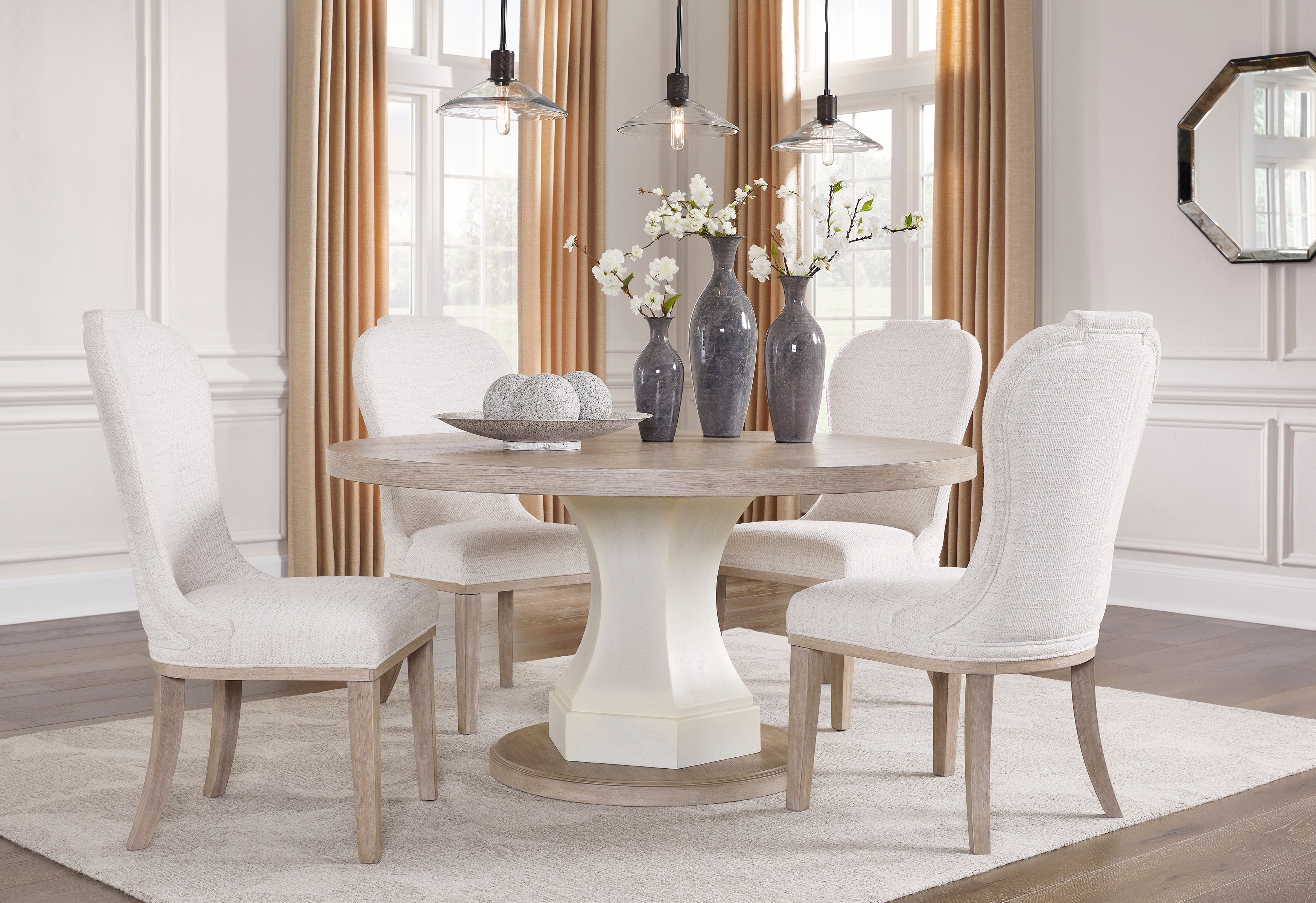 Jorlaina Round Dining Table 4 Chairs