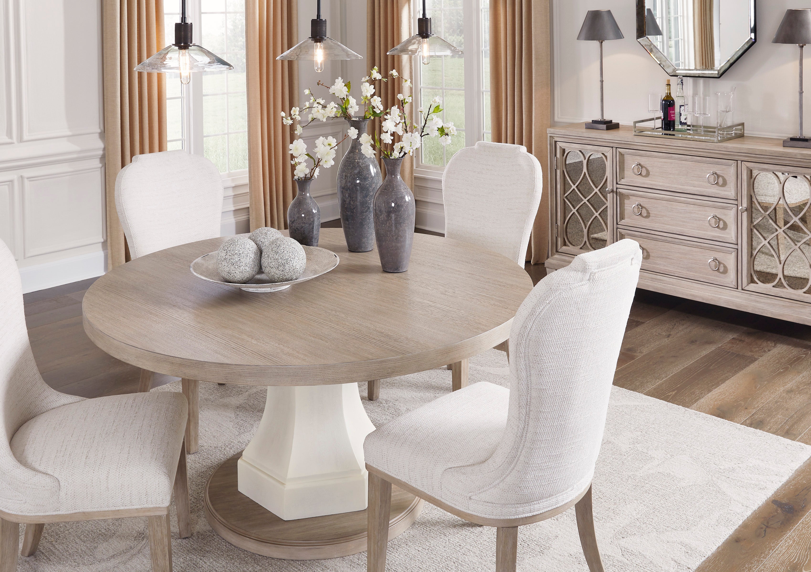 Jorlaina Round Dining Table 4 Chairs