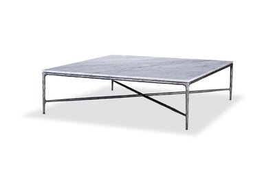 Square Silver Coffee Table with Marble Top
