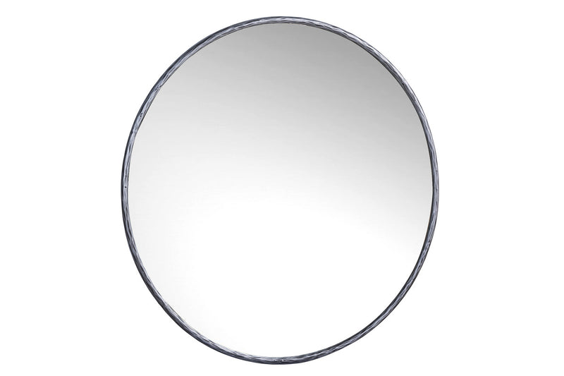 iron Round mirror- Silver -Larg