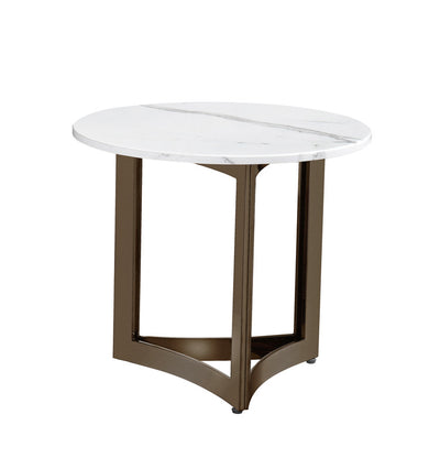 Alexa Side Table Marble With Bronze Base