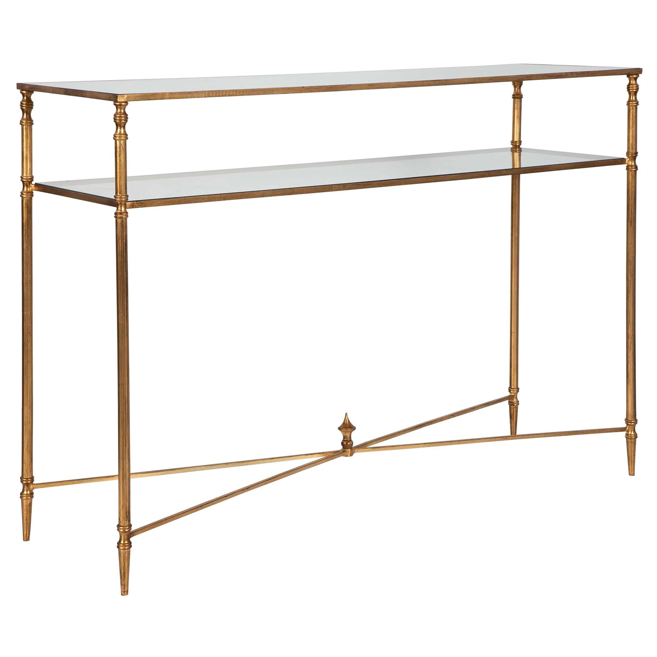 Henzler 114 W x 83 H x 35 D Gold Rectangle Console Table with Mirror Top