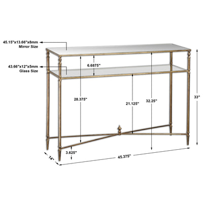 Henzler 114 W x 83 H x 35 D Silver Rectangle Console Table with Mirror Top