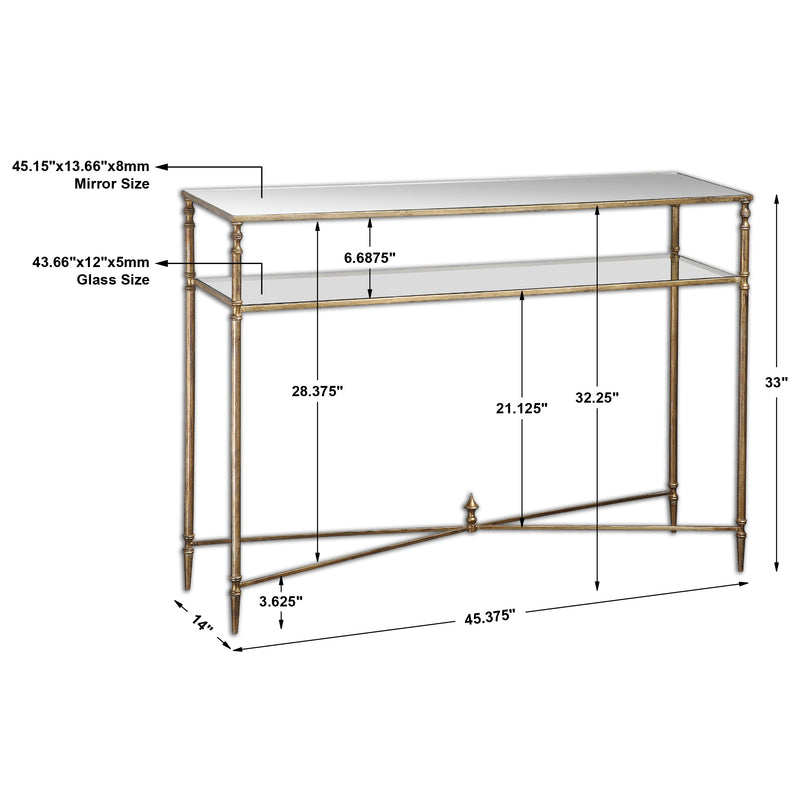 Henzler 114 W x 83 H x 35 D Silver Rectangle Console Table with Mirror Top