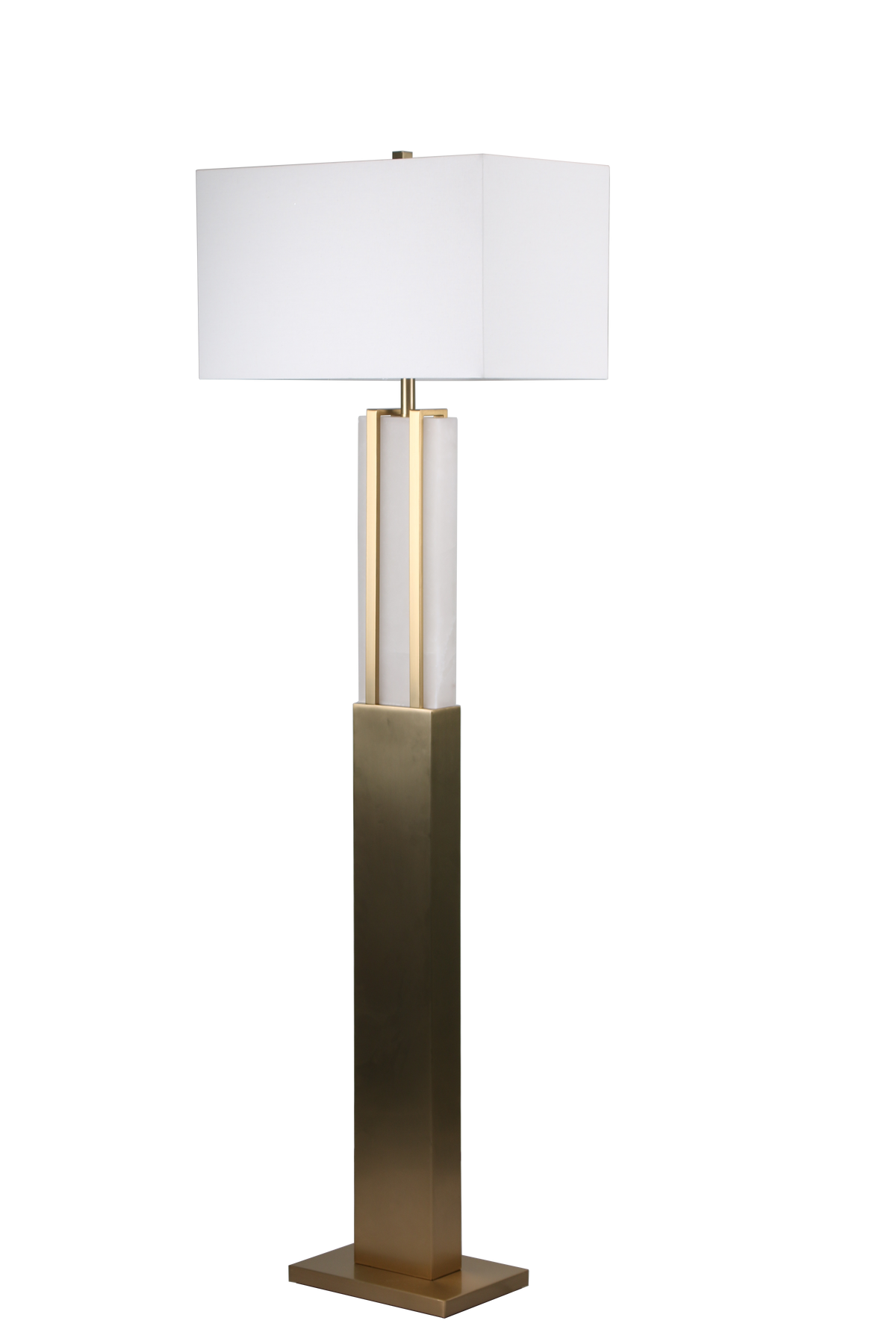 Stark Alabaster Floor Lamp in Antique Brass