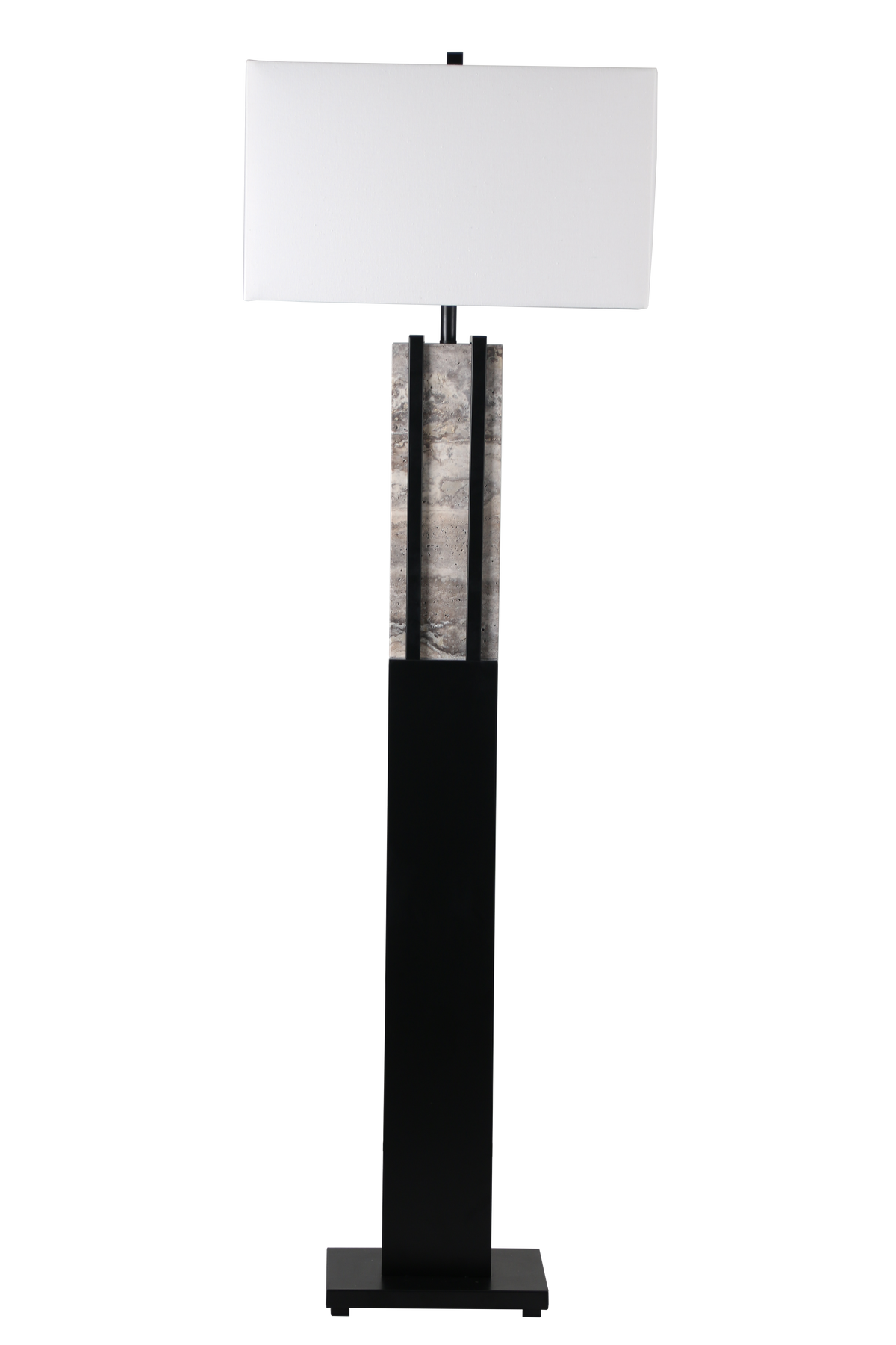 Stark Grey Travertine Floor Lamp in black