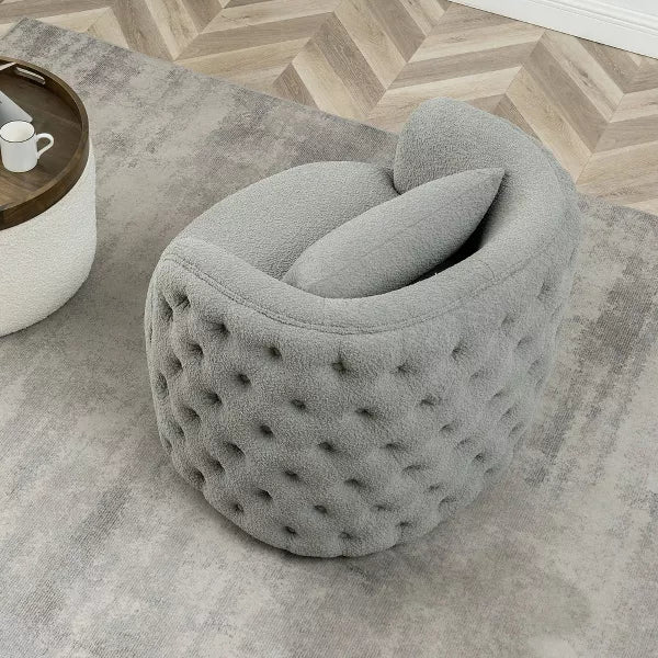 Royal | Whisper Wings Chair in Bouclé Fabric and Foam Green – 86×78×73 cm